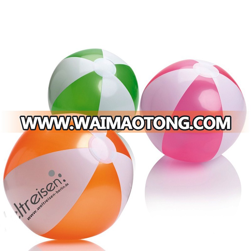 2 color 6 panels beach ball with logo PVC inflatable ball phthalate free low MOQ