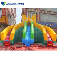 Water park design Inflatable big elephant slide with double climbing wall