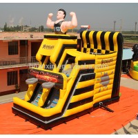 inflatable outdoor sport games cliff jumping inflatable playground with slide and rock climbing all in one inflatable game