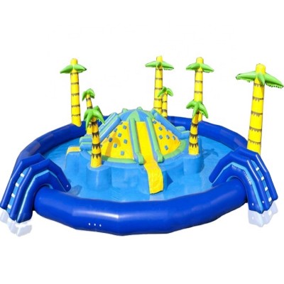 Top quality inflatable water slide with deep pool giant water slide pool