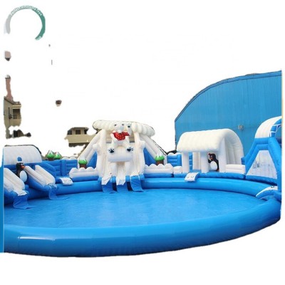 2020 high quality inflatable water slide with  swimming pool with best price